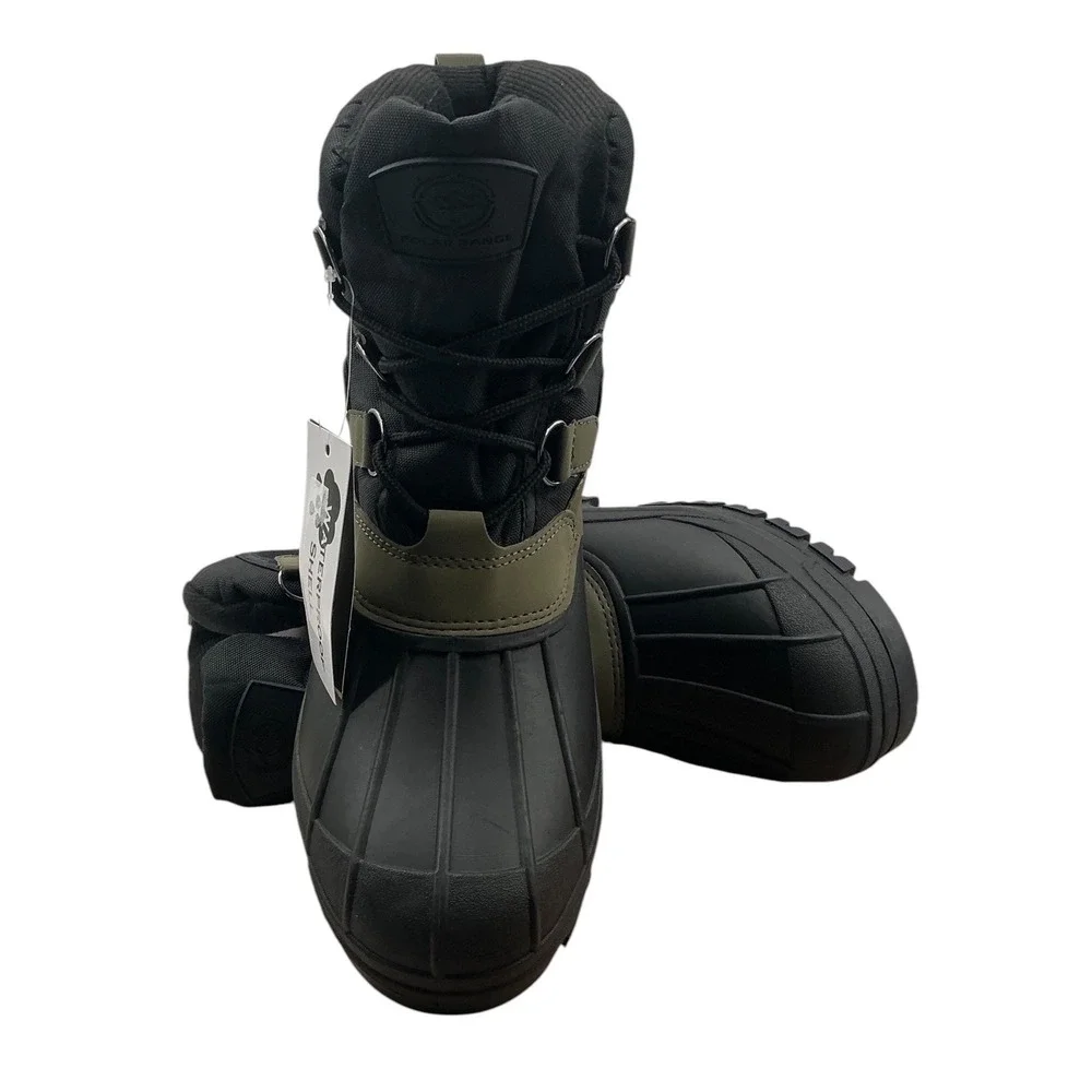 Polar Range Peak-01 Mens Winter Boots Waterproof Duck Boots Olive Black Size 11